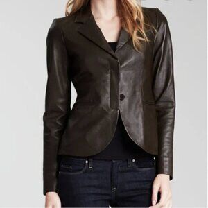 Amanda Uprichard Brown Lamb Leather Jacket Blazer Size XS Excellent Condition